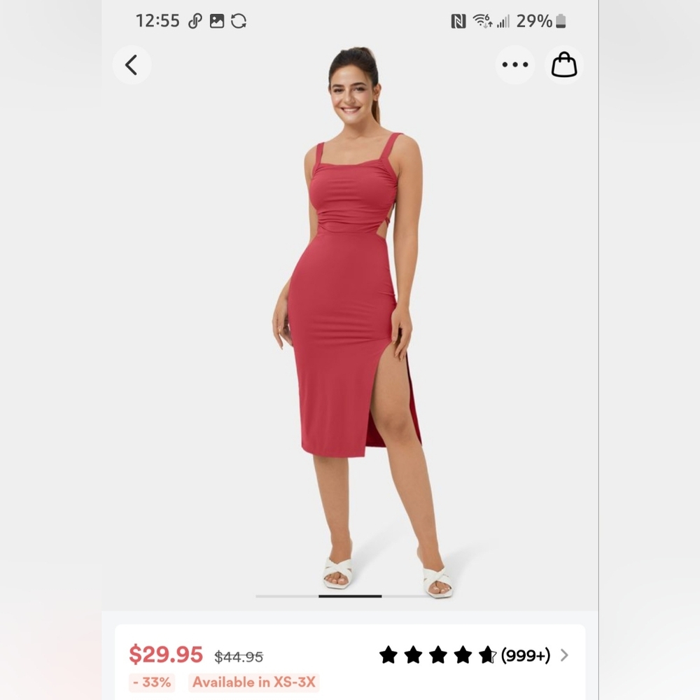 NWT Halara Ruched Backless Criss-cross Midi dress in Winterberry
